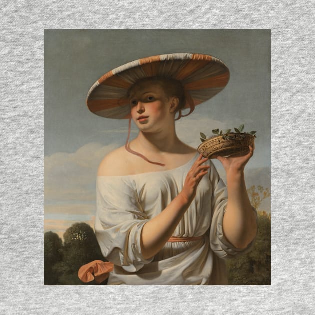 Girl in a Large Hat by Caesar van Everdingen by Classic Art Stall